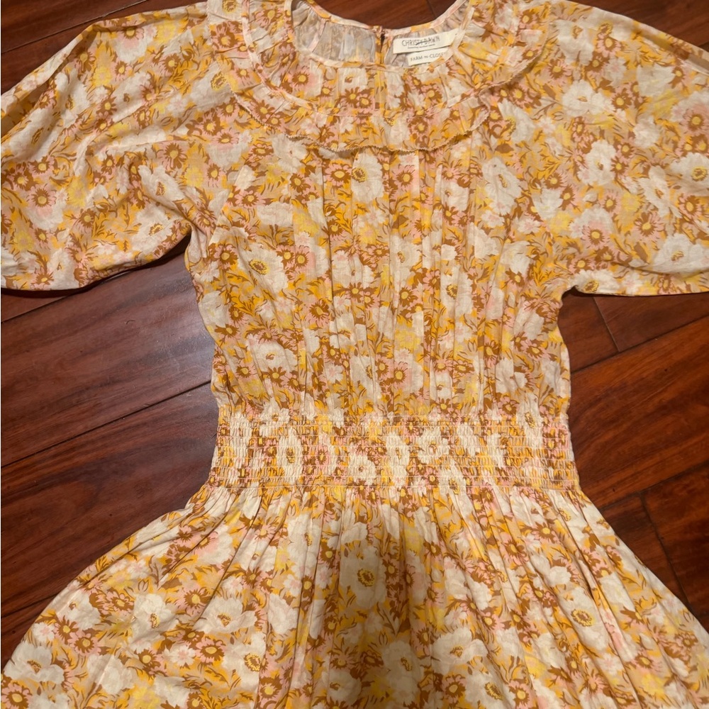 Christy Dawn Yellow Floral Puff-Sleeve Mini Dress with Smocked Waist - Picture 10 of 16